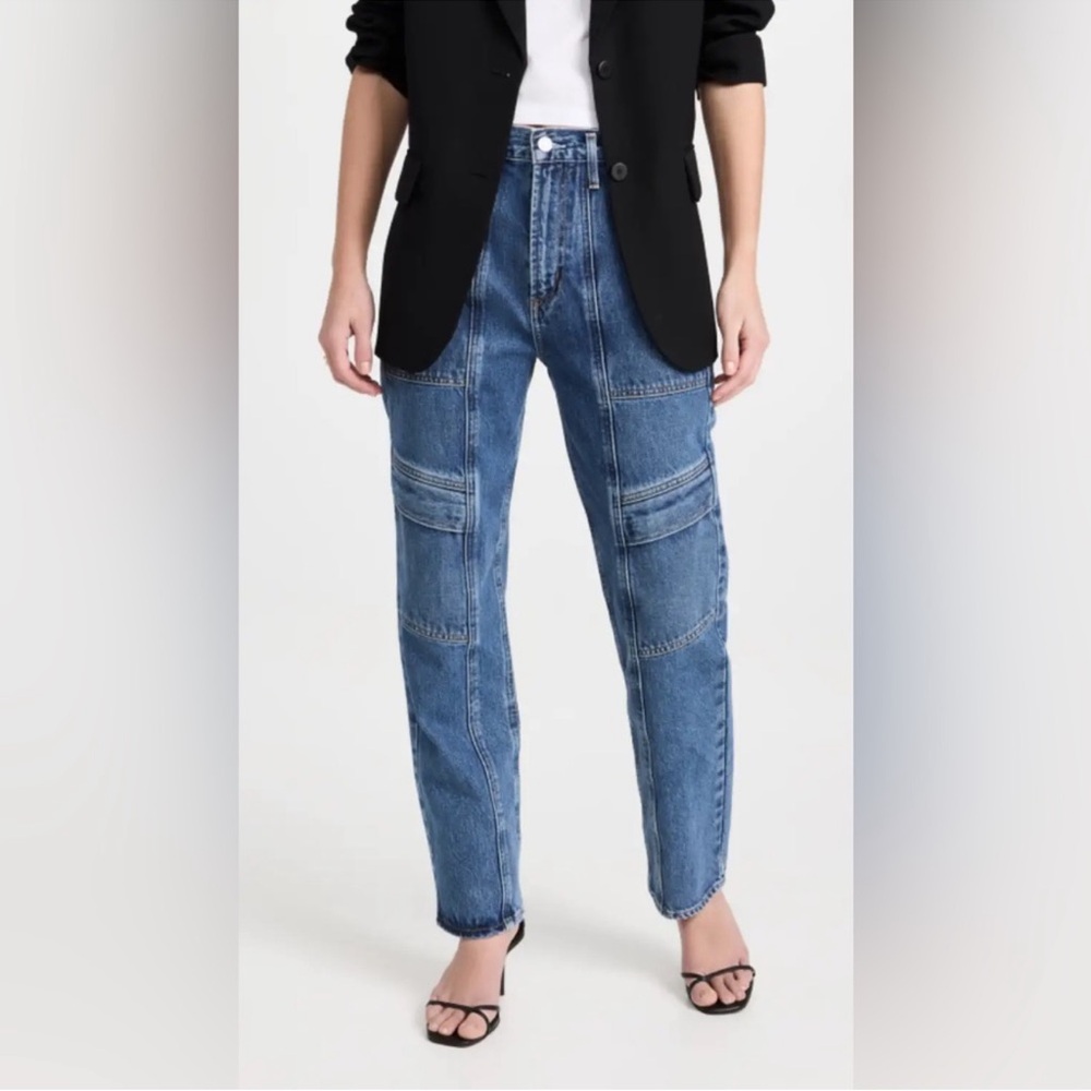 Agolde Blue High-Rise Wide Leg Patchwork Jeans